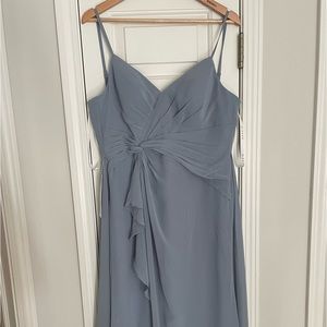Azazie bridesmaid dress in the color dusty blue